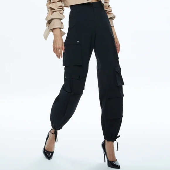 Allice + Olivia OLYMPIA HIGH RISE ANKLE TIE CARGO PANTS | Size 0 - Picture 3 of 12